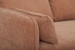 Miliboo Canapé Convertible|Canapé D'angle-Canapé d'angle convertible réversible avec coffre 3-4 places en tissu effet velours terracotta et bois clair DRISS