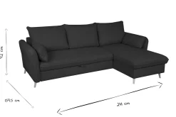 Miliboo Canapé Convertible|Canapé D'angle-Canapé d'angle convertible réversible avec coffre 3-4 places en tissu beige et bois clair DRISS