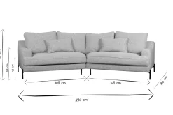 Miliboo Canapé D'angle|Voir Tous Les Canapés-Canapé d'angle design 5 places en tissu gris chiné et métal noir PUCHKINE