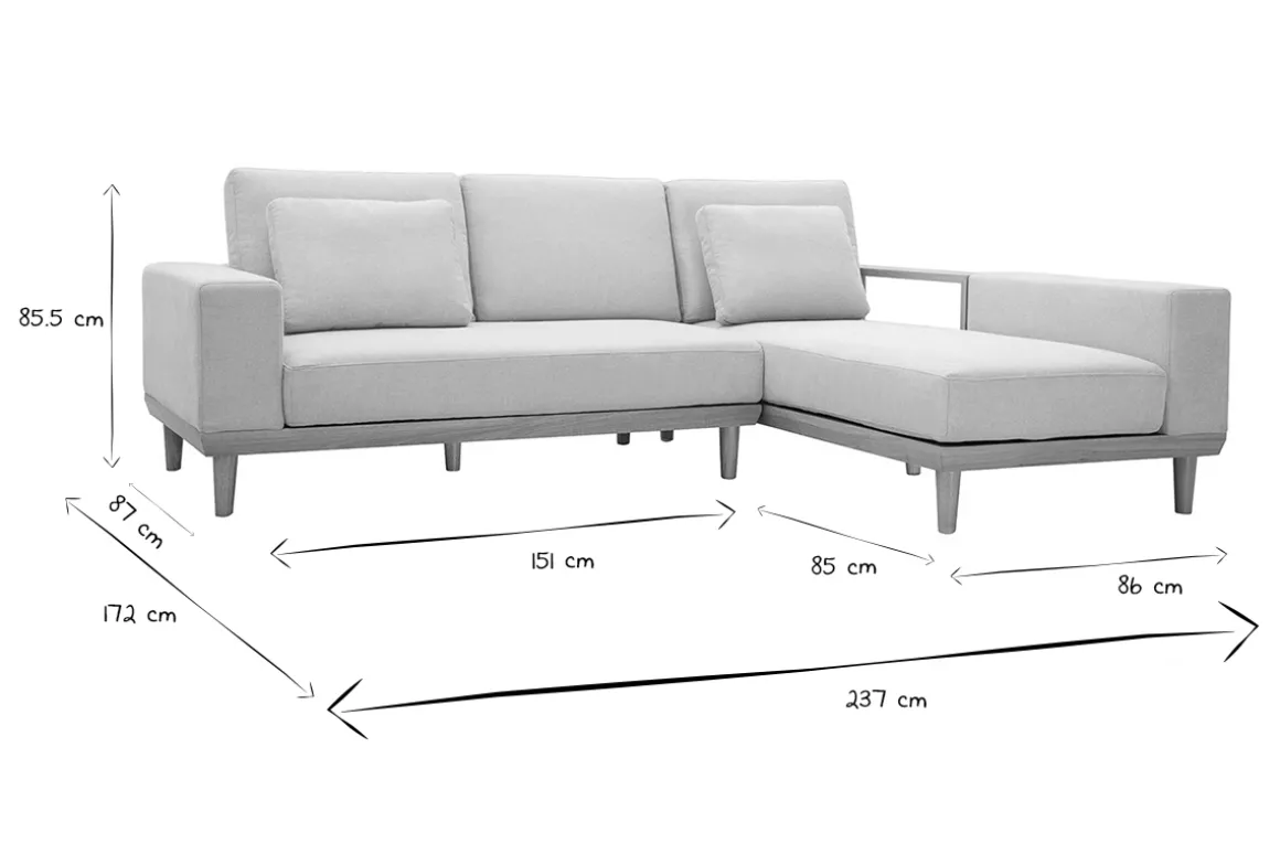 Miliboo Canapé D'angle|Voir Tous Les Canapés-Canapé d'angle droit 5 places avec rangements en tissu effet velours texturé beige et bois clair KOMAO