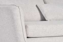 Miliboo Canapé Convertible|Canapé D'angle-Canapé d'angle droit convertible scandinave 5 places en tissu gris clair chiné et bois clair CREEP