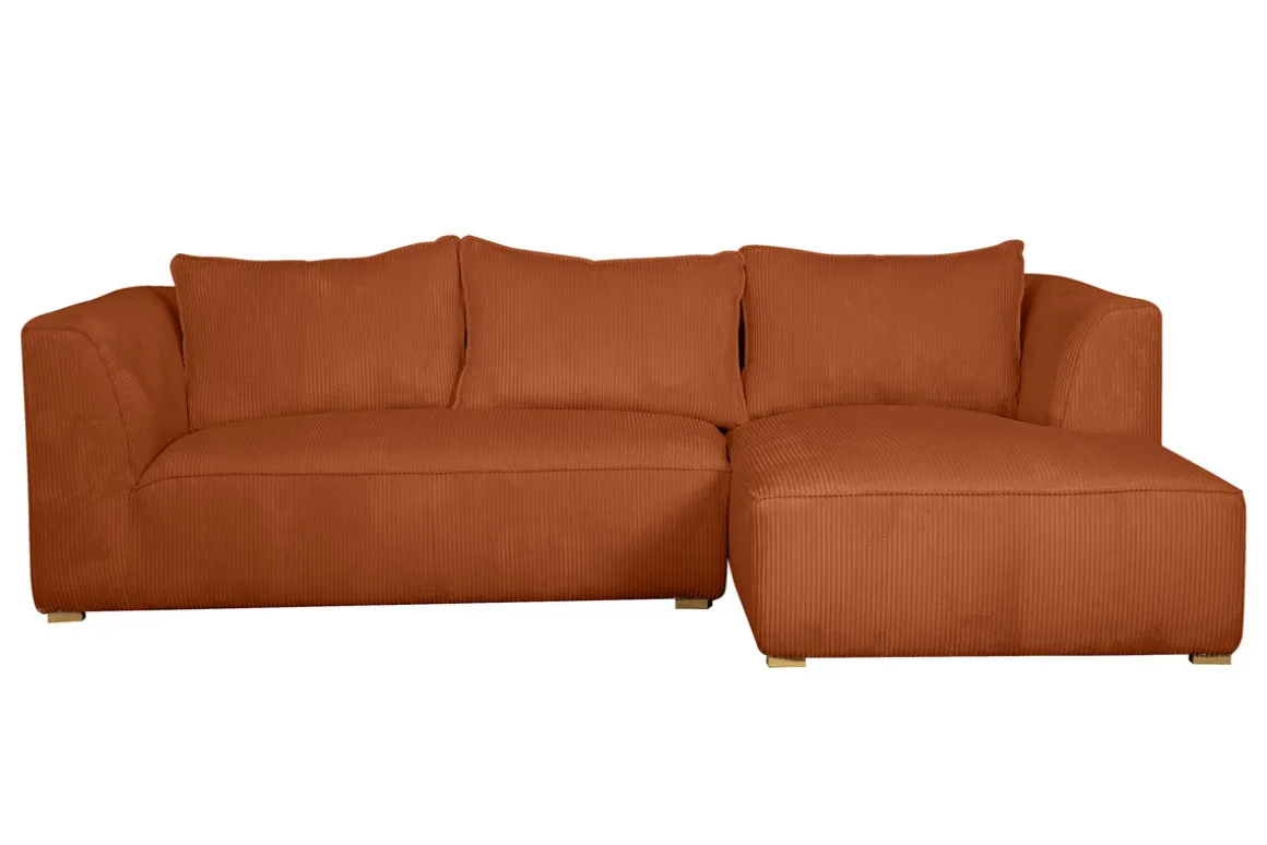 Miliboo Canapé D'angle|Voir Tous Les Canapés-Canapé d'angle droit design en tissu velours côtelé terre brûlée 3-4 places PANAM