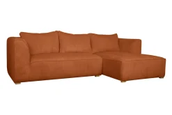 Miliboo Canapé D'angle|Voir Tous Les Canapés-Canapé d'angle droit design en tissu velours côtelé terre brûlée 3-4 places PANAM