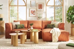 Miliboo Canapé D'angle|Voir Tous Les Canapés-Canapé d'angle droit design en tissu velours côtelé terre brûlée 3-4 places PANAM