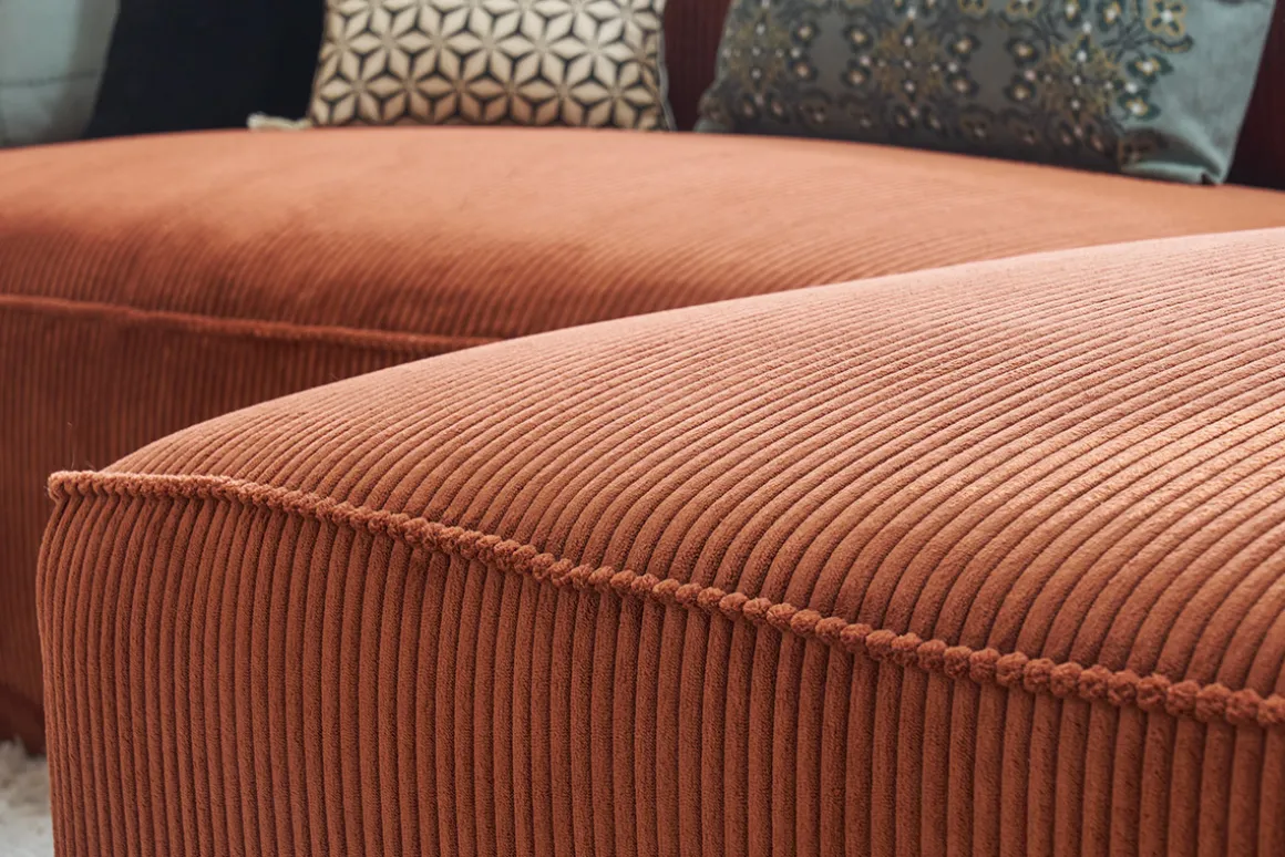 Miliboo Canapé D'angle|Voir Tous Les Canapés-Canapé d'angle droit design en tissu velours côtelé terre brûlée 3-4 places PANAM