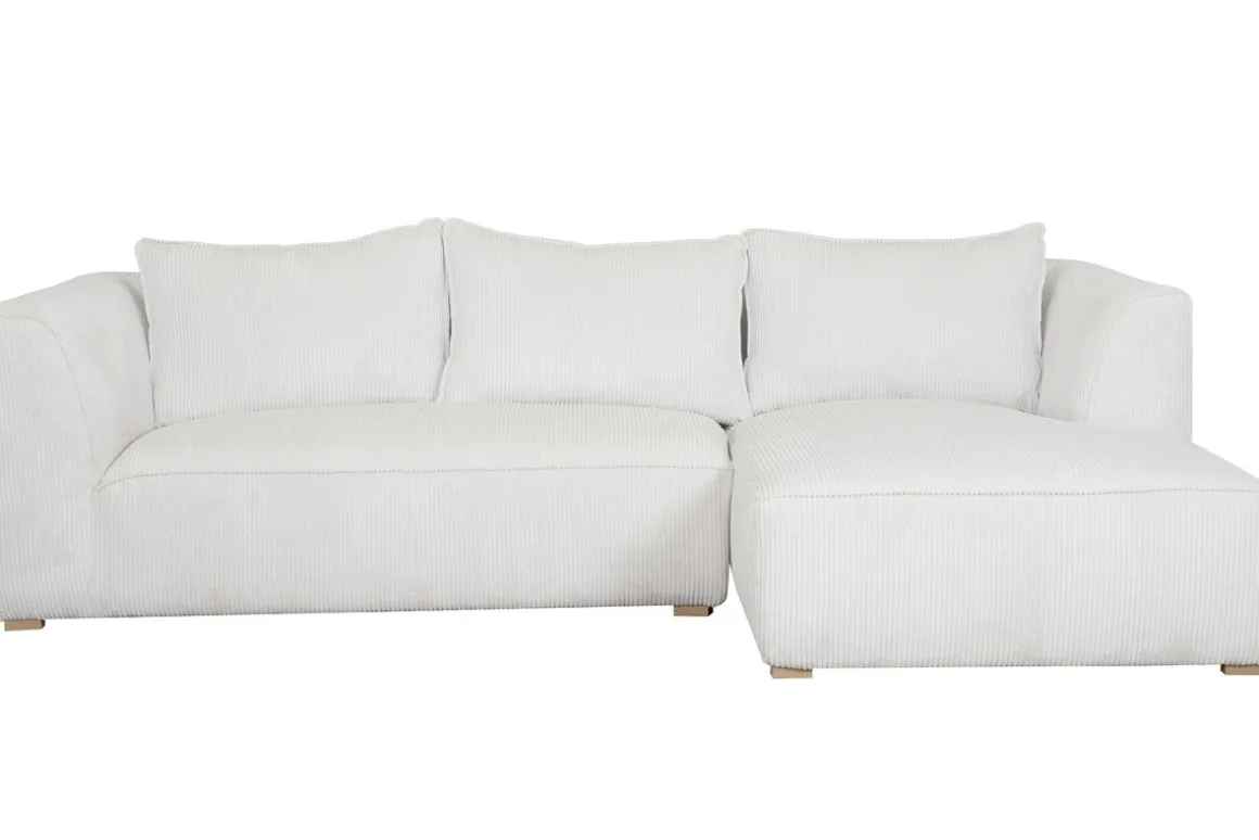 Miliboo Canapé D'angle|Voir Tous Les Canapés-Canapé d'angle droit design en tissu velours côtelé écru 3-4 places PANAM