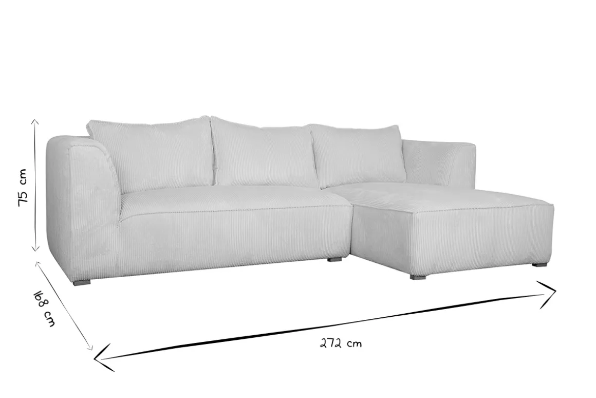 Miliboo Canapé D'angle|Voir Tous Les Canapés-Canapé d'angle droit design en tissu velours côtelé écru 3-4 places PANAM