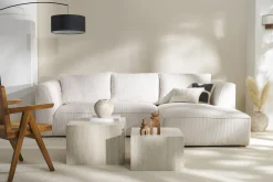 Miliboo Canapé D'angle|Voir Tous Les Canapés-Canapé d'angle droit design en tissu velours côtelé écru 3-4 places PANAM