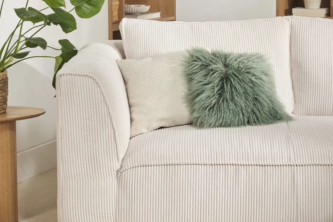 Miliboo Canapé D'angle|Voir Tous Les Canapés-Canapé d'angle droit design en tissu velours côtelé écru 3-4 places PANAM