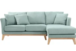 Miliboo Canapé D'angle|Voir Tous Les Canapés-Canapé d'angle droit déhoussable scandinave 4 places en tissu vert lagon et bois clair OSLO
