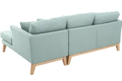 Miliboo Canapé D'angle|Voir Tous Les Canapés-Canapé d'angle droit déhoussable scandinave 4 places en tissu vert lagon et bois clair OSLO