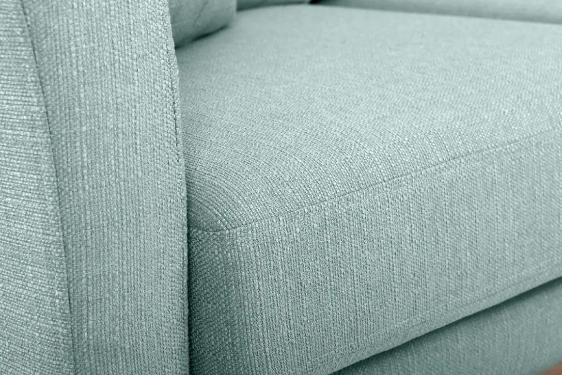 Miliboo Canapé D'angle|Voir Tous Les Canapés-Canapé d'angle droit déhoussable scandinave 4 places en tissu vert lagon et bois clair OSLO