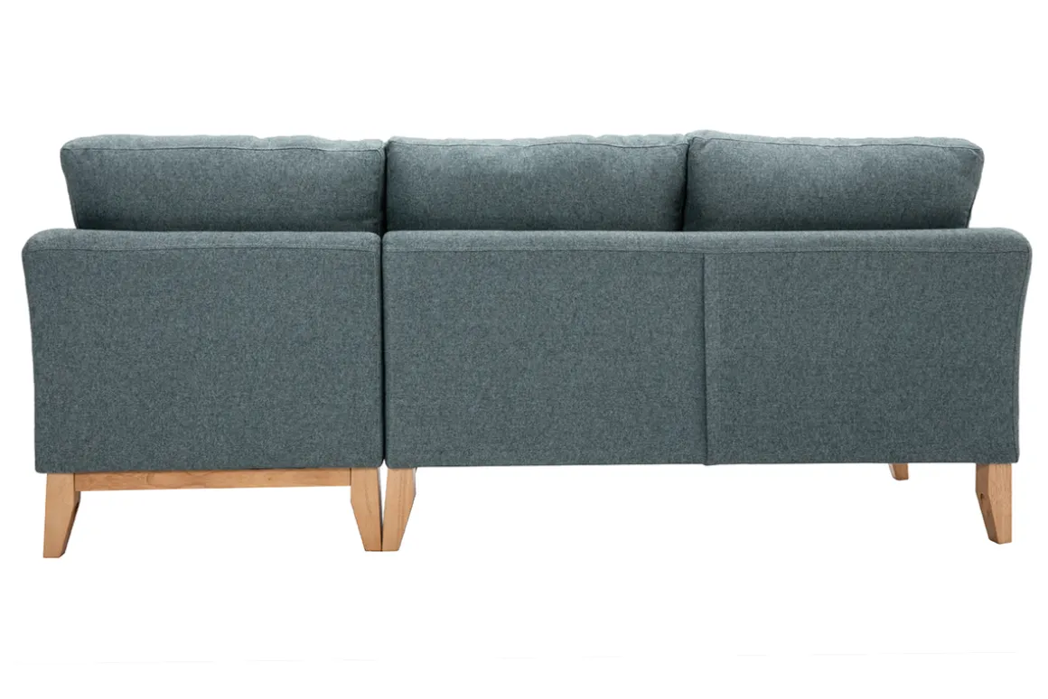 Miliboo Canapé D'angle|Voir Tous Les Canapés-Canapé d'angle droit déhoussable scandinave 4 places en tissu vert de gris et bois clair OSLO