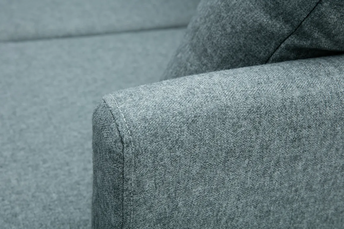 Miliboo Canapé D'angle|Voir Tous Les Canapés-Canapé d'angle droit déhoussable scandinave 4 places en tissu vert de gris et bois clair OSLO