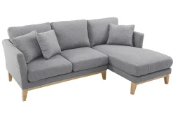 Miliboo Canapé D'angle|Voir Tous Les Canapés-Canapé d'angle droit déhoussable scandinave 4 places en tissu gris clair et bois clair OSLO