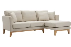 Miliboo Canapé D'angle|Voir Tous Les Canapés-Canapé d'angle droit déhoussable 4 places en tissu beige et bois clair OSLO