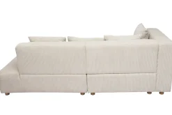 Miliboo Canapé D'angle|Voir Tous Les Canapés-Canapé d'angle gauche 3 places en tissu velours côtelé beige et bois clair HARLEM