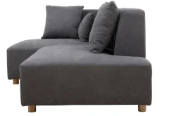 Miliboo Canapé D'angle|Voir Tous Les Canapés-Canapé d'angle gauche 3 places en tissu effet velours gris et bois clair HARLEM