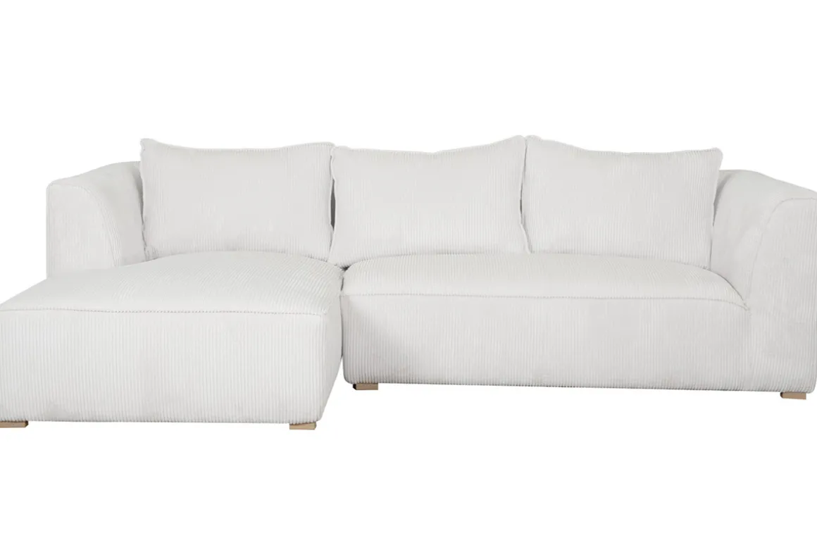 Miliboo Canapé D'angle|Voir Tous Les Canapés-Canapé d'angle gauche design en tissu velours côtelé écru 3-4 places PANAM