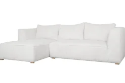 Miliboo Canapé D'angle|Voir Tous Les Canapés-Canapé d'angle gauche design en tissu velours côtelé écru 3-4 places PANAM