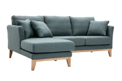 Miliboo Canapé D'angle|Voir Tous Les Canapés-Canapé d'angle gauche déhoussable scandinave en tissu vert de gris et bois clair 3-4 places OSLO