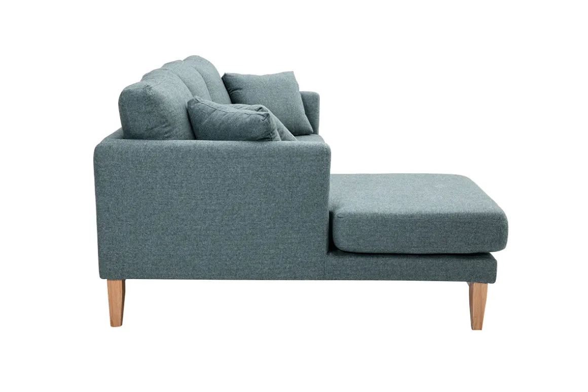 Miliboo Canapé D'angle|Voir Tous Les Canapés-Canapé d'angle gauche déhoussable scandinave en tissu vert de gris et bois clair 3-4 places OSLO