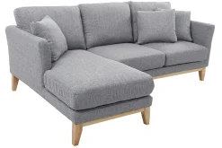 Miliboo Canapé D'angle|Voir Tous Les Canapés-Canapé d'angle gauche déhoussable scandinave 3-4 places en tissu gris clair et bois clair OSLO