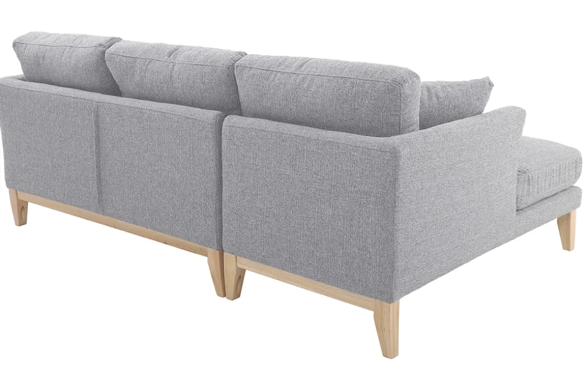 Miliboo Canapé D'angle|Voir Tous Les Canapés-Canapé d'angle gauche déhoussable scandinave 3-4 places en tissu gris clair et bois clair OSLO
