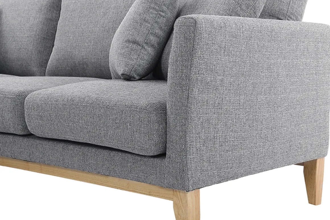 Miliboo Canapé D'angle|Voir Tous Les Canapés-Canapé d'angle gauche déhoussable scandinave 3-4 places en tissu gris clair et bois clair OSLO