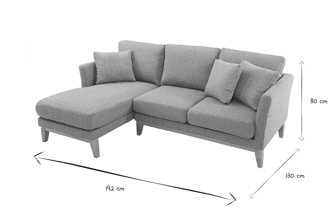Miliboo Canapé D'angle|Voir Tous Les Canapés-Canapé d'angle gauche déhoussable scandinave 3-4 places en tissu gris clair et bois clair OSLO