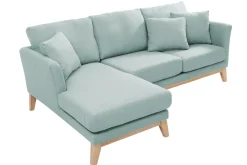 Miliboo Canapé D'angle|Voir Tous Les Canapés-Canapé d'angle gauche déhoussable scandinave en tissu vert lagon et bois clair 3-4 places OSLO