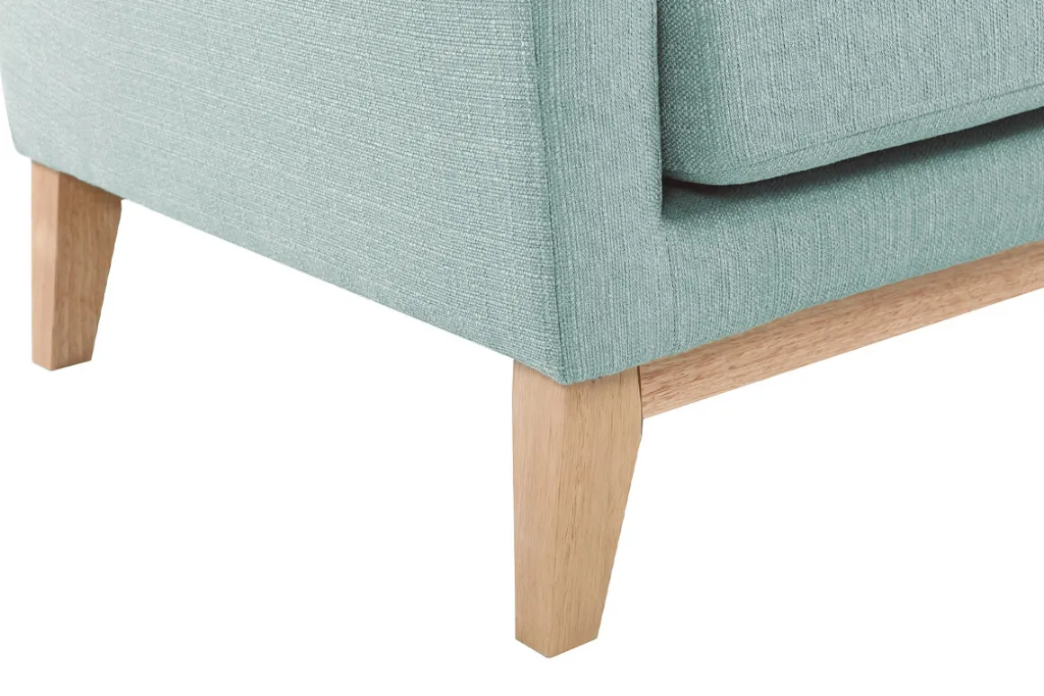 Miliboo Canapé D'angle|Voir Tous Les Canapés-Canapé d'angle gauche déhoussable scandinave en tissu vert lagon et bois clair 3-4 places OSLO