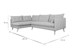 Miliboo Voir Tous Les Canapés-Canapé d'angle gauche scandinave 5 places en tissu beige et bois clair GUILTY
