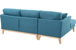 Miliboo Canapé D'angle|Voir Tous Les Canapés-Canapé d'angle gauche scandinave bleu canard déhoussable et bois clair 3-4 places OSLO