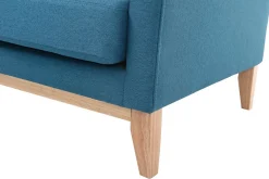 Miliboo Canapé D'angle|Voir Tous Les Canapés-Canapé d'angle gauche scandinave bleu canard déhoussable et bois clair 3-4 places OSLO