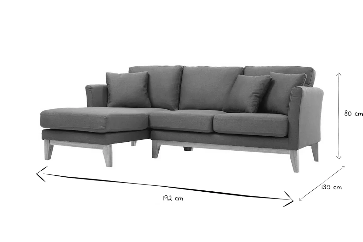 Miliboo Canapé D'angle|Voir Tous Les Canapés-Canapé d'angle gauche scandinave bleu canard déhoussable et bois clair 3-4 places OSLO