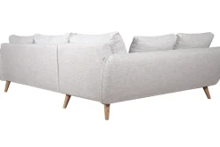 Miliboo Canapé D'angle|Voir Tous Les Canapés-Canapé d'angle gauche scandinave 5 places en tissu gris clair chiné et bois clair CREEP