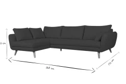 Miliboo Canapé D'angle|Voir Tous Les Canapés-Canapé d'angle gauche scandinave 5 places en tissu gris clair chiné et bois clair CREEP