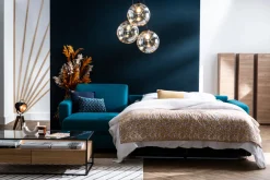 Miliboo Canapé Convertible|Canapé D'angle-Canapé d'angle réversible et convertible avec coffre 4 places en tissu gris et bois clair GRAHAM