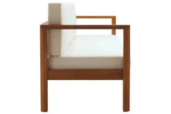 Miliboo Salon De Jardin-Canapé de jardin 3 places en bois massif et coussins déhoussables beige naturel L190 cm AKIS