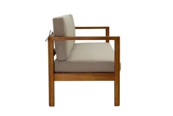 Miliboo Salon De Jardin-Canapé de jardin 3 places en bois massif et coussins déhoussables taupe L190 cm AKIS