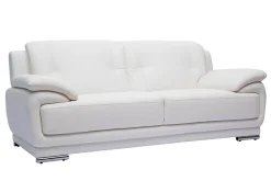 Miliboo Canapé Cuir|Voir Tous Les Canapés-Canapé design 3 places cuir blanc et acier chromé TAMARA