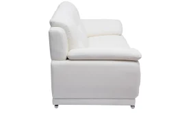 Miliboo Canapé Cuir|Voir Tous Les Canapés-Canapé design 3 places cuir blanc et acier chromé TAMARA