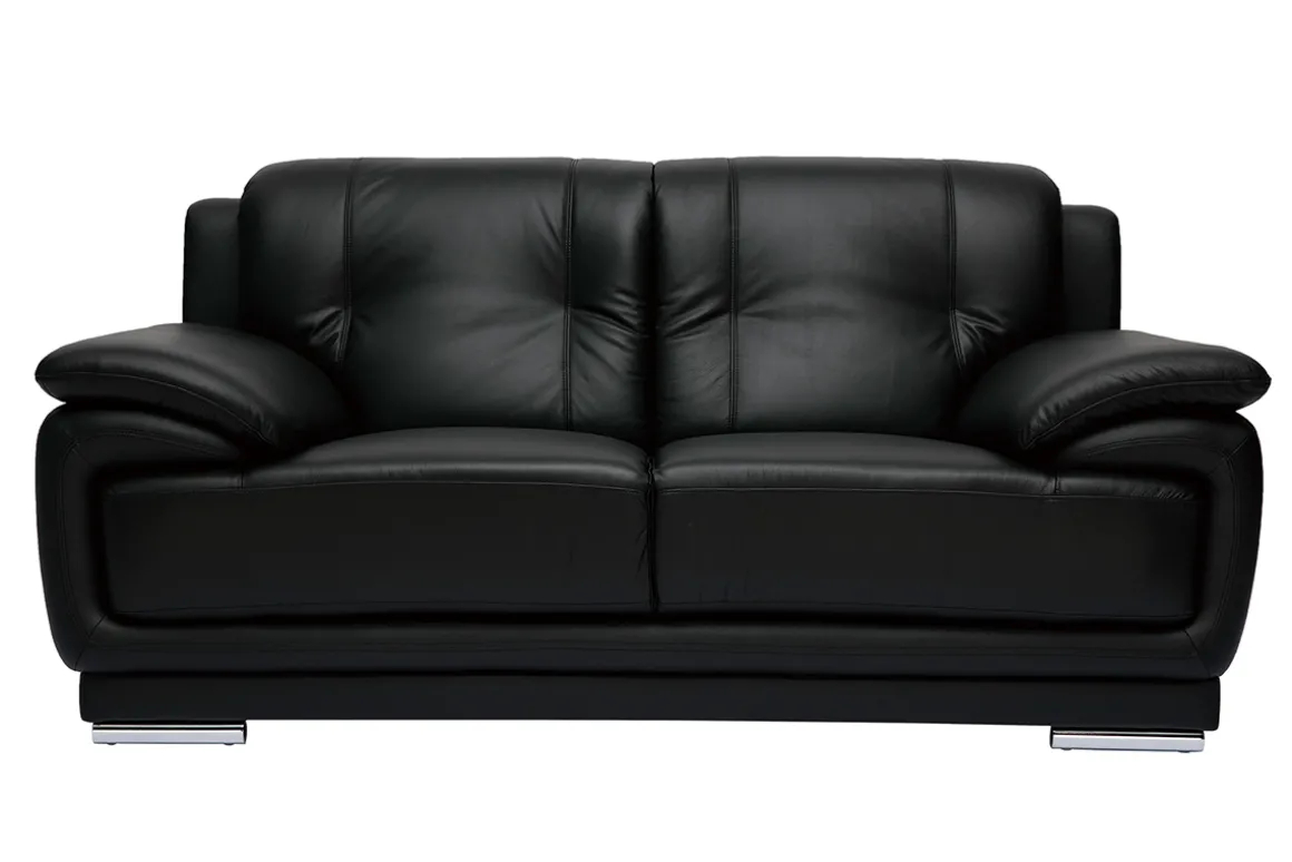 Miliboo Canapé Cuir|Voir Tous Les Canapés-Canapé design 2 places en cuir noir et acier chromé TAMARA