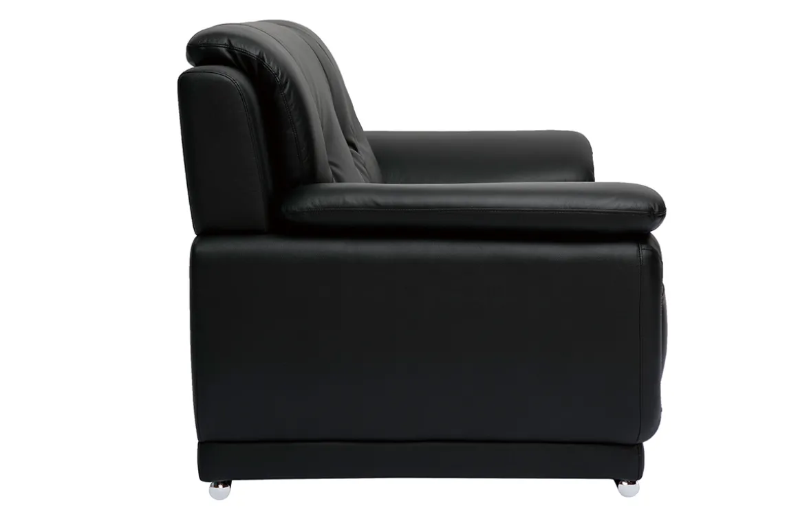 Miliboo Canapé Cuir|Voir Tous Les Canapés-Canapé design 2 places en cuir noir et acier chromé TAMARA