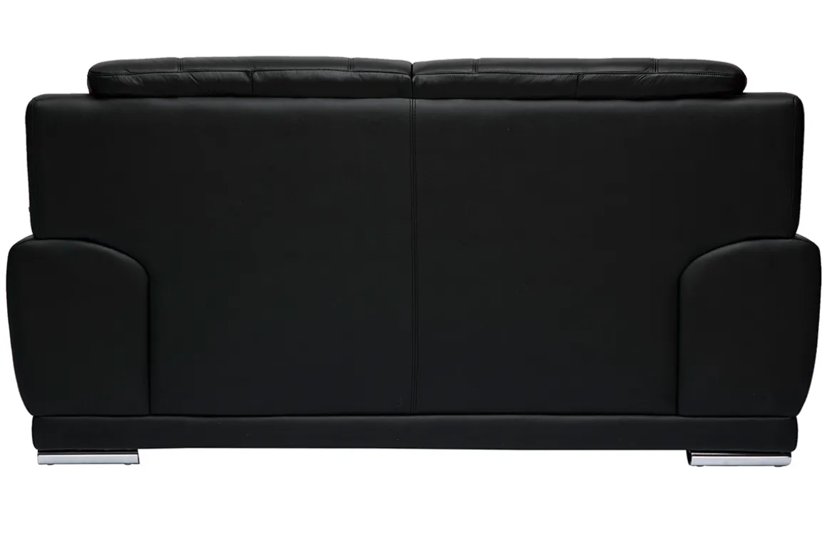 Miliboo Canapé Cuir|Voir Tous Les Canapés-Canapé design 2 places en cuir noir et acier chromé TAMARA