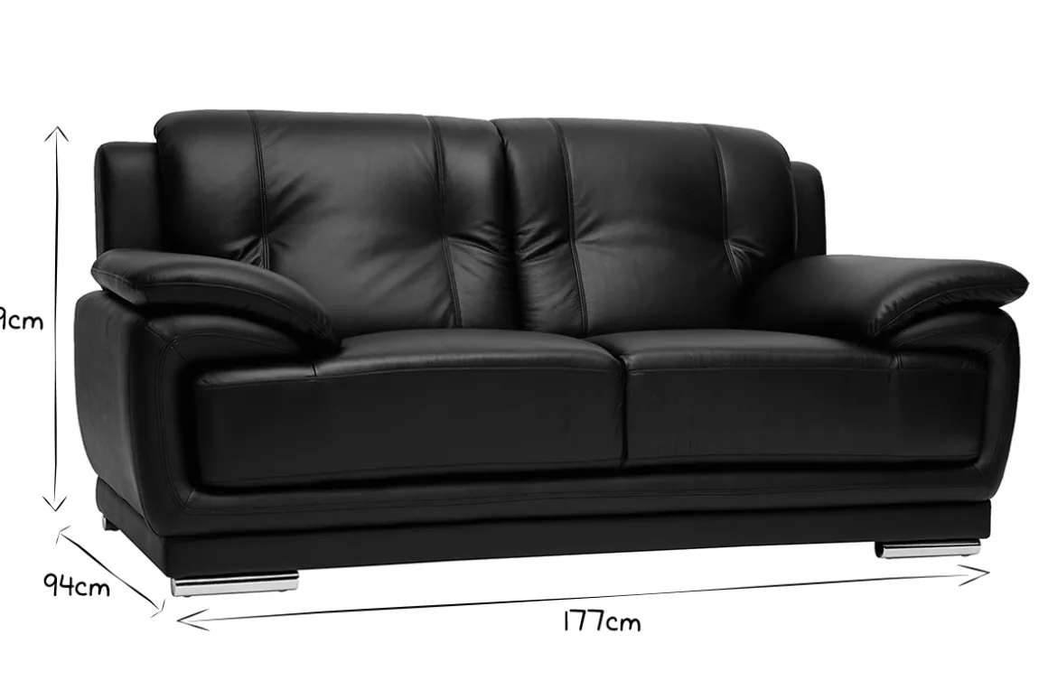 Miliboo Canapé Cuir|Voir Tous Les Canapés-Canapé design 2 places en cuir noir et acier chromé TAMARA