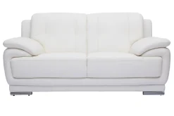 Miliboo Canapé Cuir|Voir Tous Les Canapés-Canapé design 2 places en cuir blanc et acier chromé TAMARA