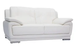 Miliboo Canapé Cuir|Voir Tous Les Canapés-Canapé design 2 places en cuir blanc et acier chromé TAMARA