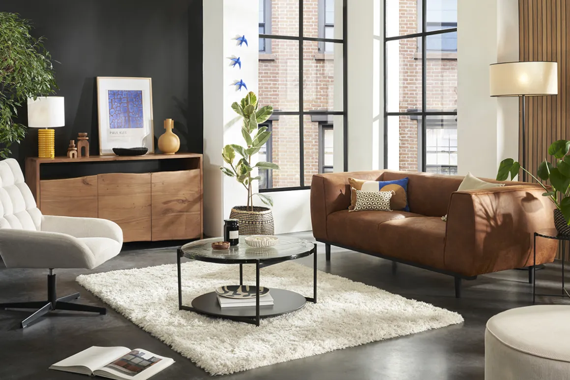 Miliboo Canapé Cuir|Voir Tous Les Canapés-Canapé design 2-3 places en cuir aspect vieilli marron cognac MORRIS